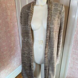 Eddie Bauer Taupe Brown Open Stripe Sweater sz M